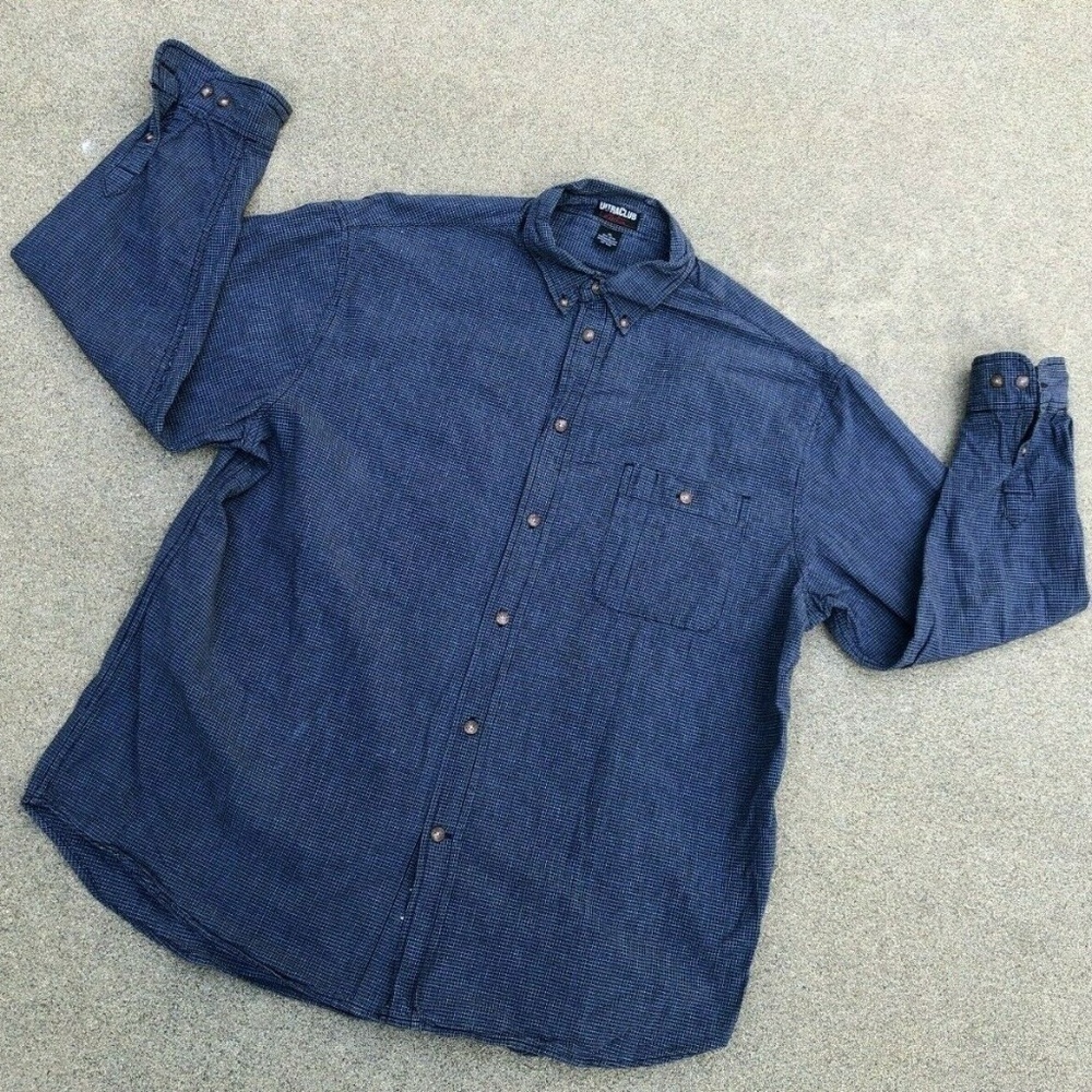 Ultra Club Men's VTG 90s Blue Button Down Shirt​​​​​​​​